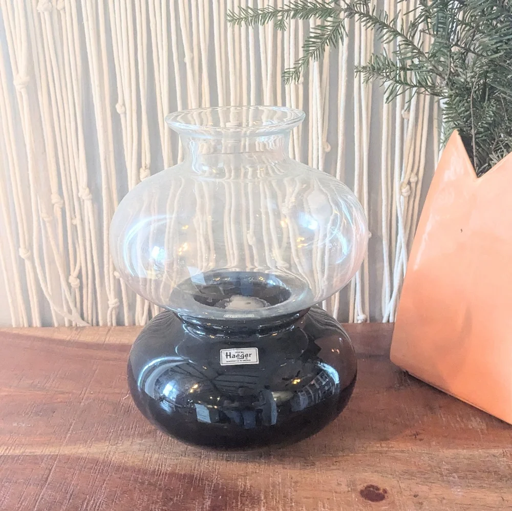 Haeger Black Ceramic & Glass Candle Lamp